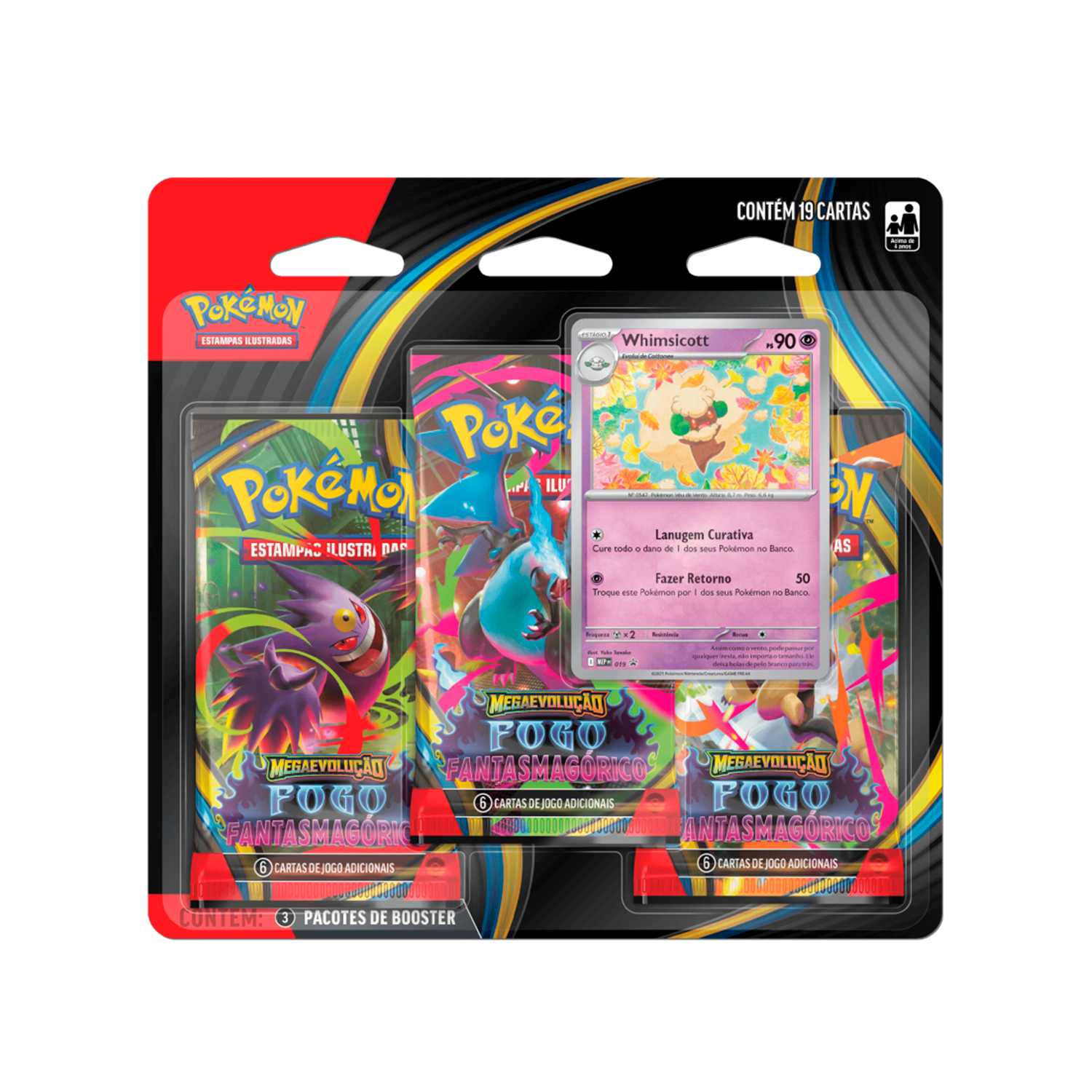 Blister Triplo - Fogo Fantasmagórico - ME02 - Whimsicott - Pokémon TCG